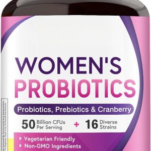 Women’s Probiotic, 60 Caps 50 Billion CFU 16 Strains, with Organic Cranberry, Shelf Stable, Delayed Release, No Soy Gluten Dairy