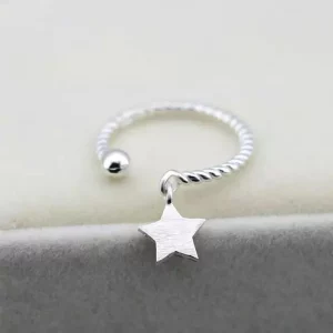925 Sterling Silver Rings For Women Star Pendant Opening Wedding Rings anillos mujer anel S-R237